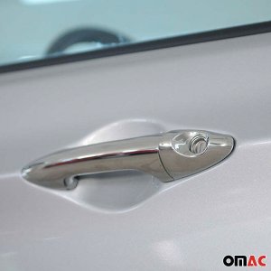 Hyundai Accent Blue Door Handle Cover - Omac - 4 Door H1 S.Steel - Gloss Silver - '12-'17 Hyundai Accent Blue Door Handle Cover - Omac - 4 Door H1 S.Steel - Gloss Silver - '12-'17